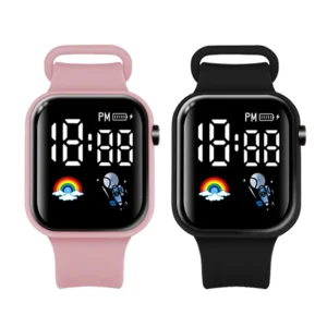 Fashion LED Watches for Boys And Girls Children's Cartoon Spaceman Silicone Strap Electronic Sports Digital Watch Educational Ti