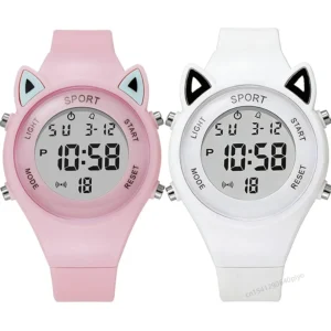 Children Student Electronic Watches for Girls and Boys Cute Cat Ear Digital Sport LED Simple Electronic Wrist Watch Kids Relogio