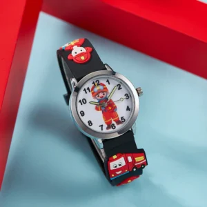 New Children's Watch Fashion Colorful Cartoon Fire Truck Student Children's Watch Quartz Watch Birthday Gift Electronic Watch